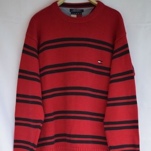 Tommy Hilfiger Stripped Red Men Sweater (XL)
